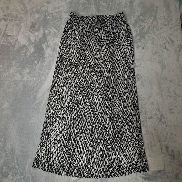 Adrienne Vittadini Sport Vintage Maxi Skirt Maxi Geometric Snake Look Plated USA - Picture 2 of 11